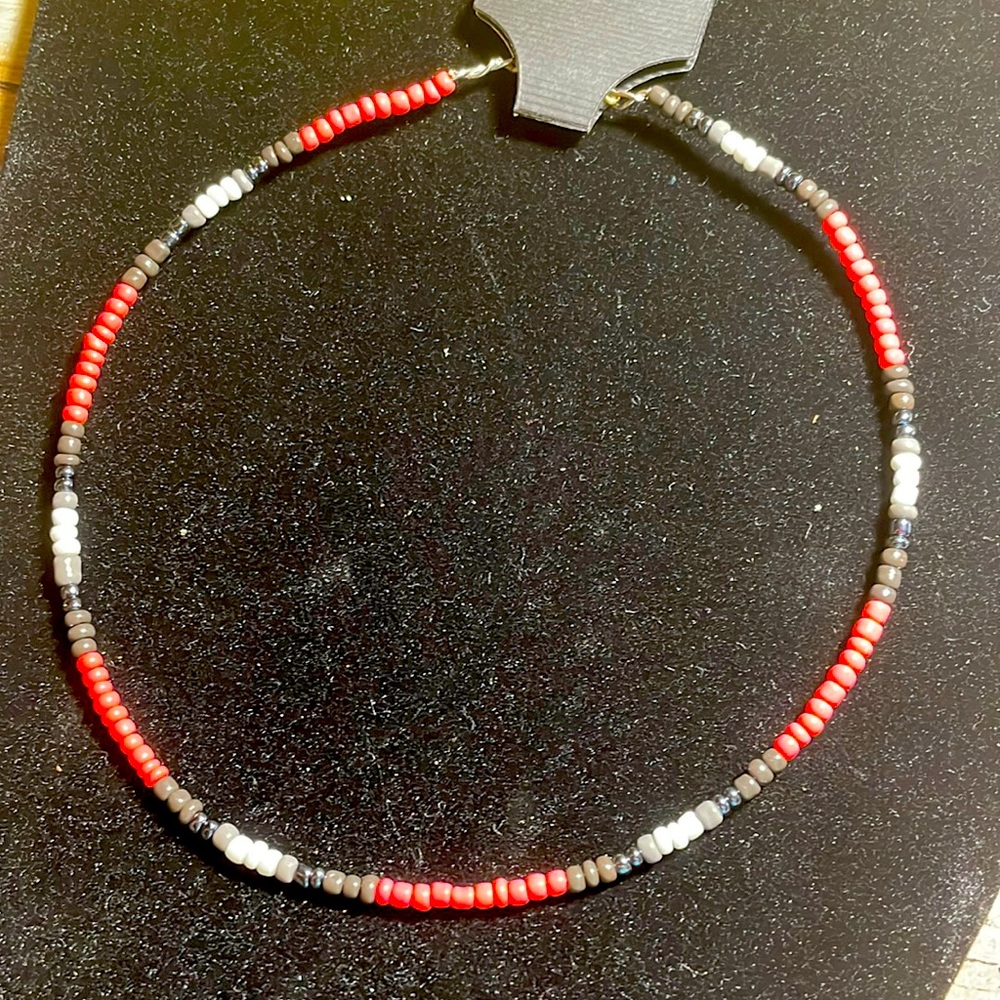 Coral beaded choker